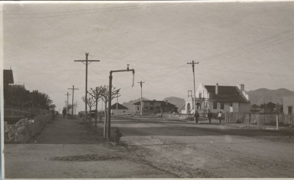 Tucson at the turn of the century. Catalina Mountains in the background. Blenman Estate