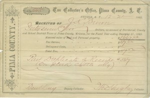 Tucson A.T. 1885 Tax Receipt