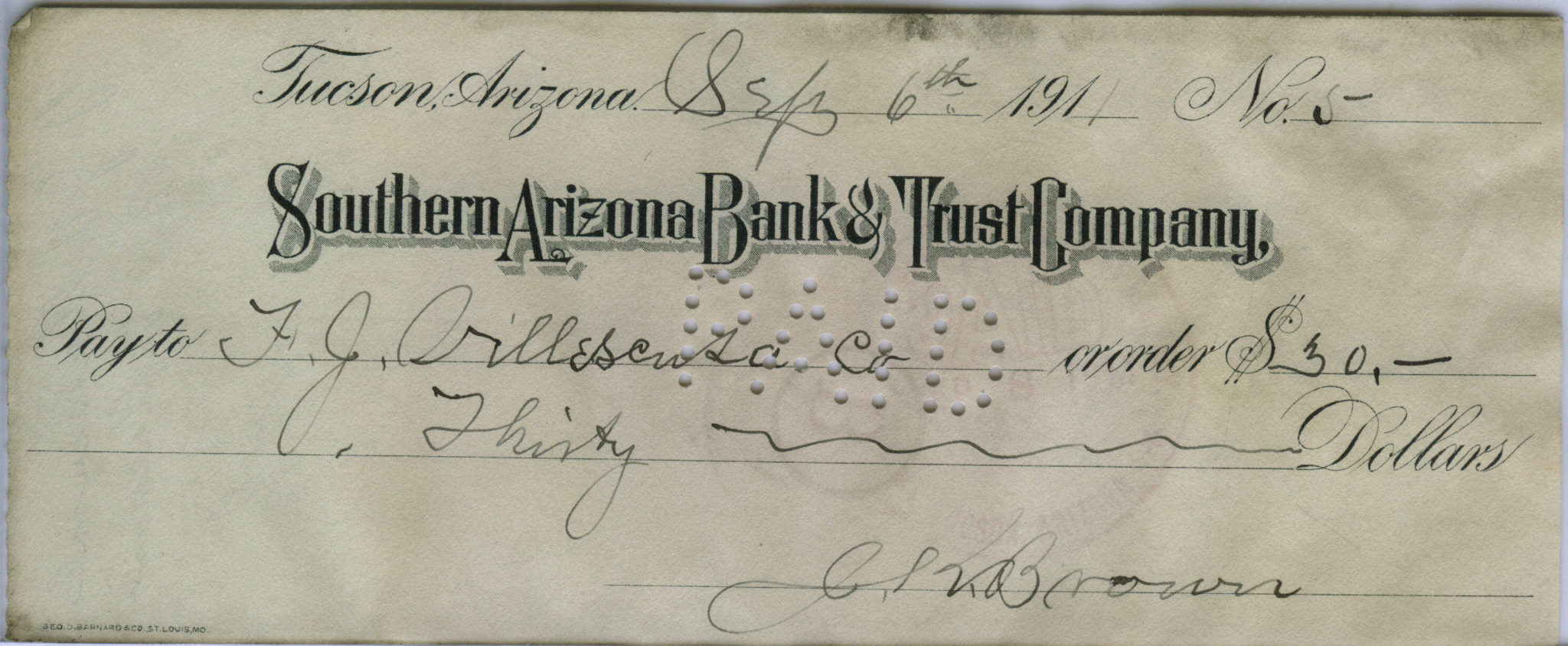 Tucson Arizona Territory check
