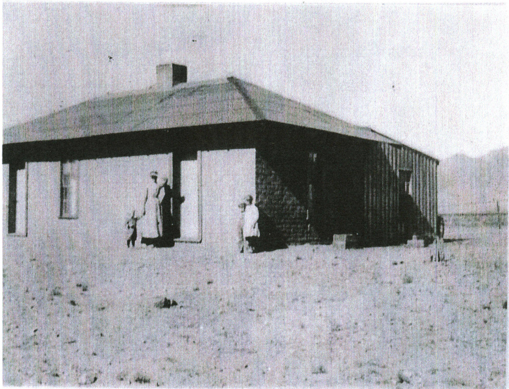 Adobe homestead showing to the left: Helen Walker (born 1904) holding hands with her youngest brother Robert (who died of Meningitis). These were my Grandmother's oldest sister and youngest brother, Apache, Arizona Territory