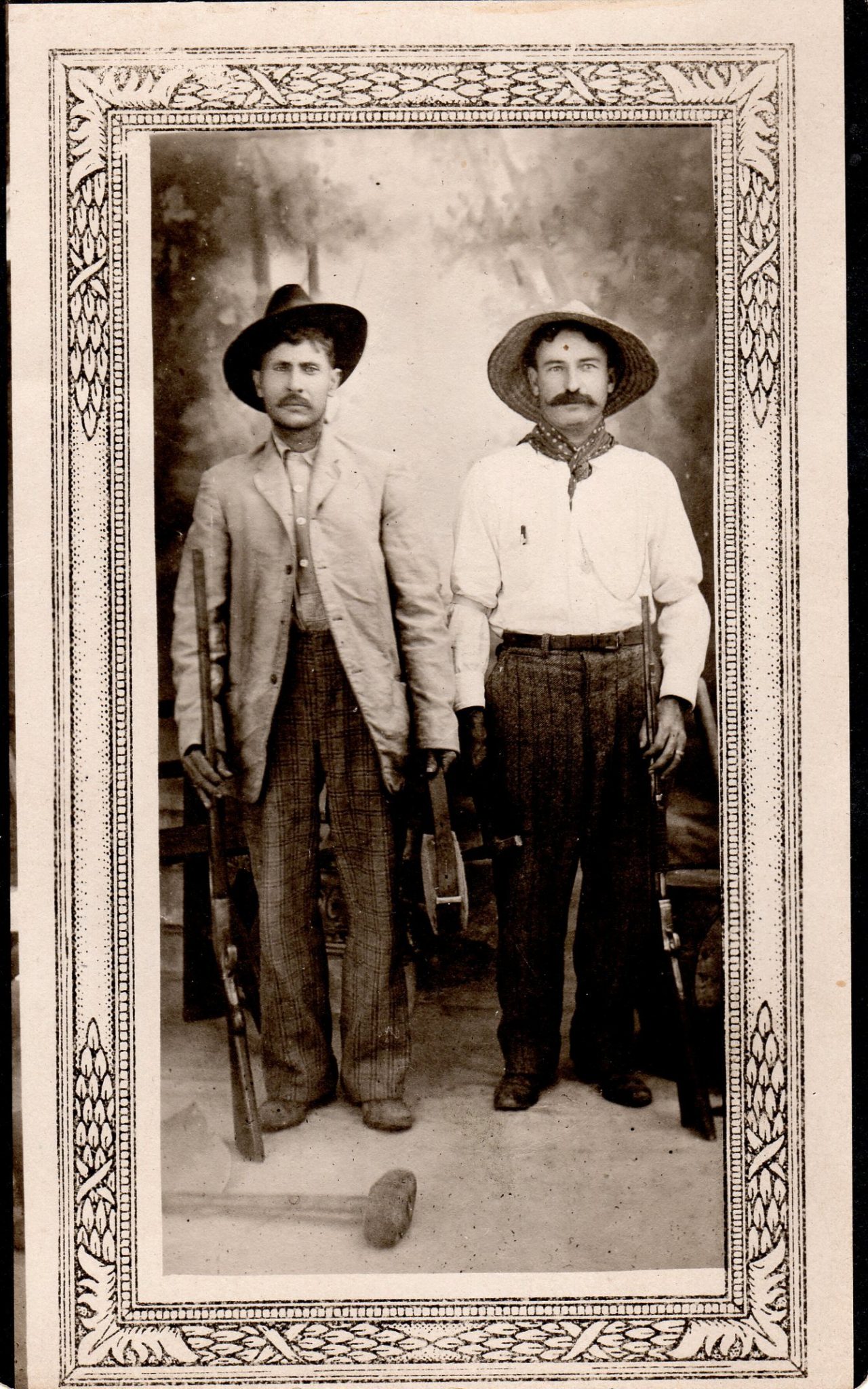 Tucson miner and rancher Frank Mazzoletti on left, Pasco Pecheco on right