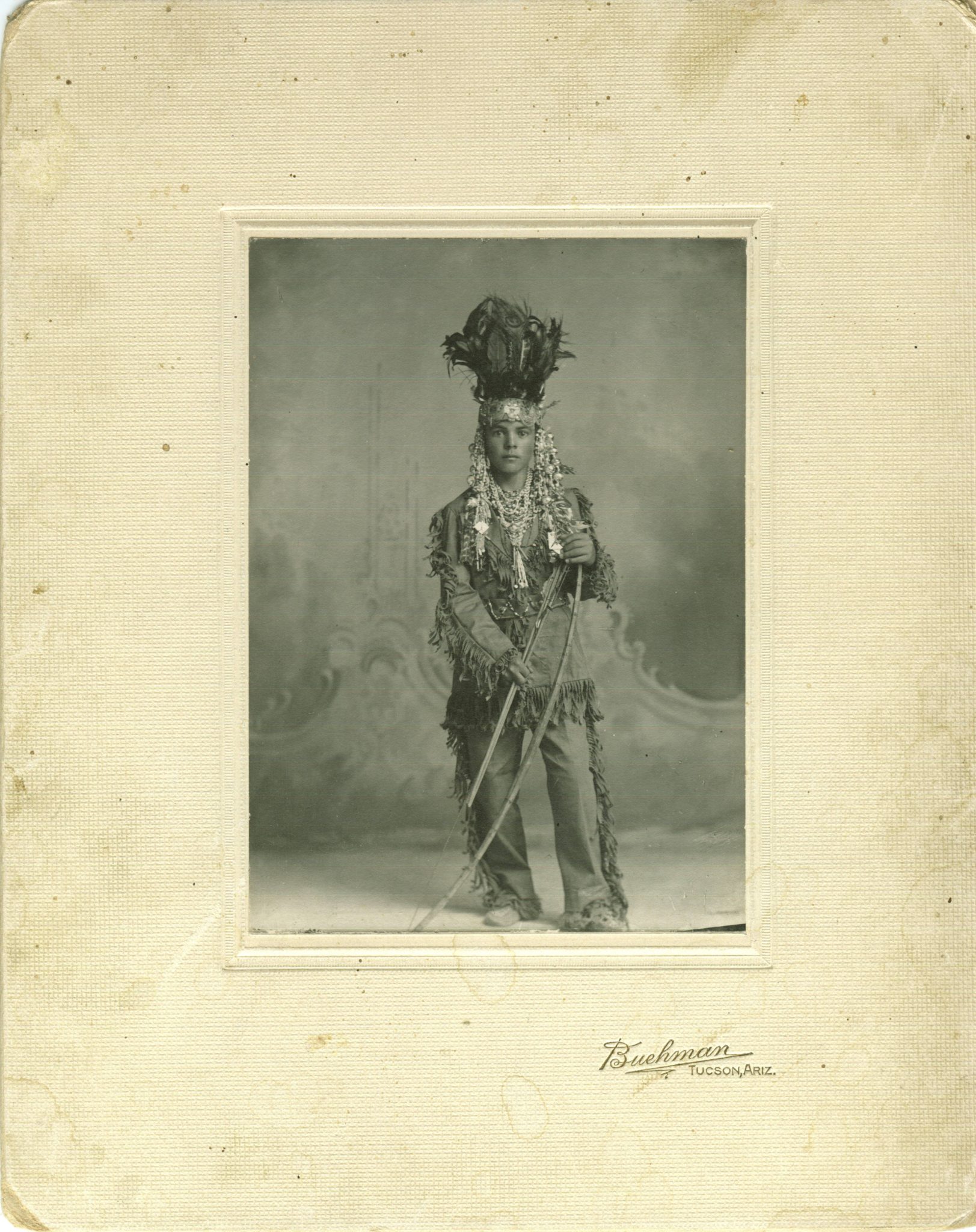 Albert Warner dressed in Native American Indian attire Buehman Photo