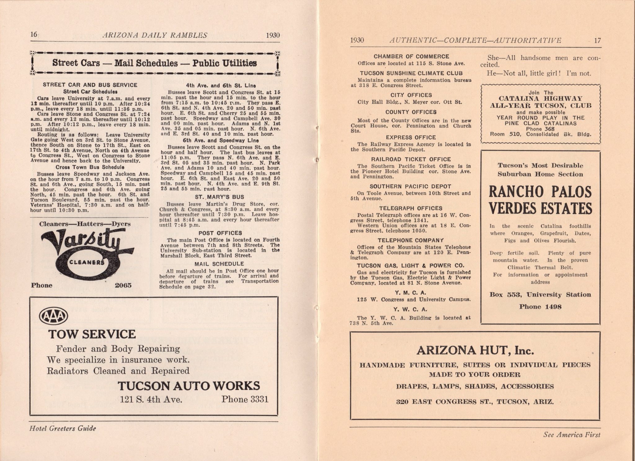 1930 Vintage Tucson Daily Rambles