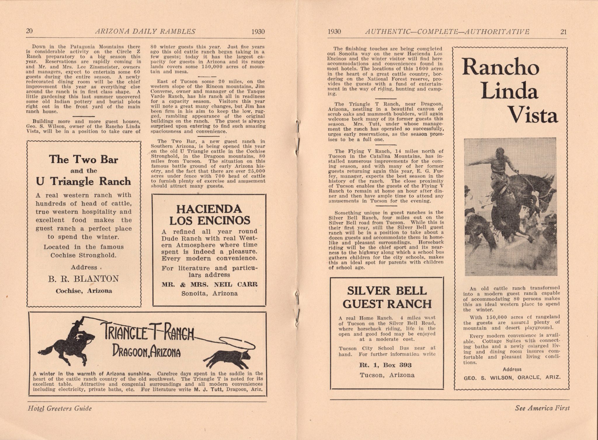1930 Vintage Tucson Daily Rambles