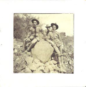 U of A Cadets posing with Indian Petroglyphs Photograph