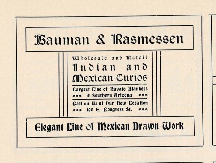 Bauman and Rasmessen 1903 Tucson Advertisement